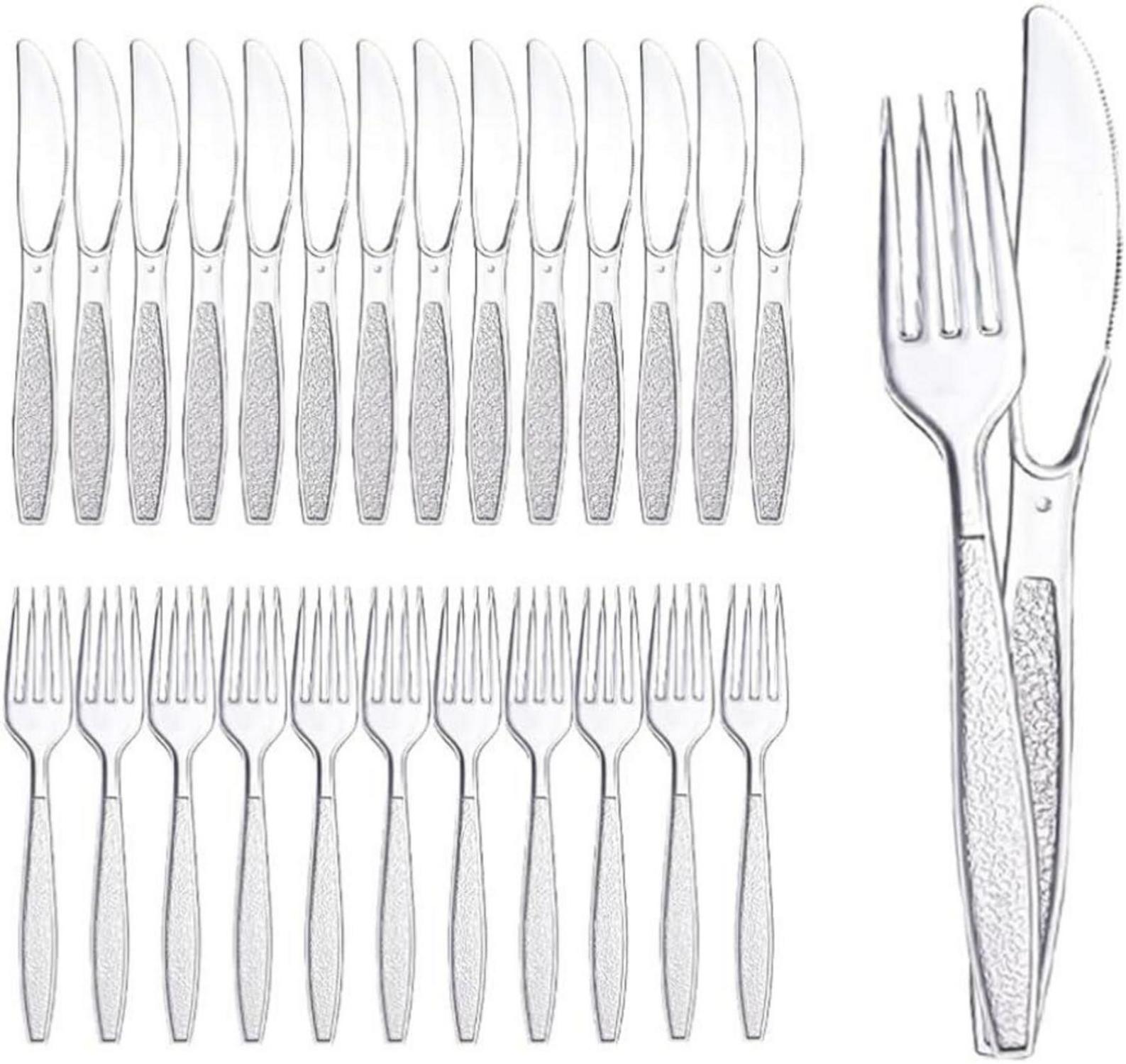 200 Stück Party Plastikbesteck Gabeln Messer Set