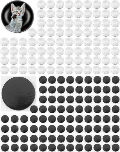 180er Set Glas Cabochon Magnete selbstklebend 25mm Basteln Kühlschrank