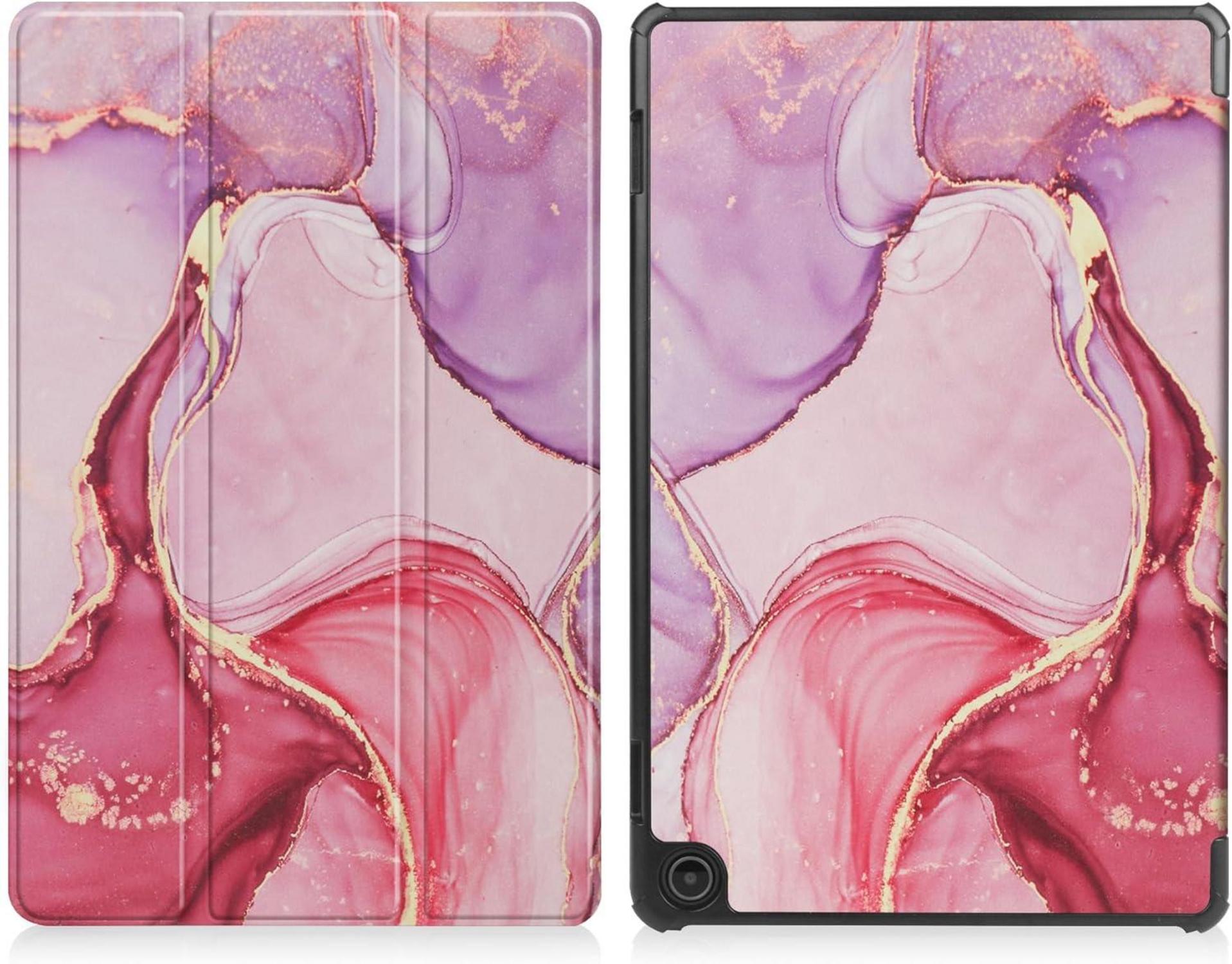 Schlanke Rosa Marmor Lederhülle für Fire HD 10 & 10 Plus 13. Gen 2023