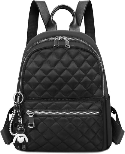 Damen Rucksack Klein Wasserdicht Nylon Reiserucksack Schwarz