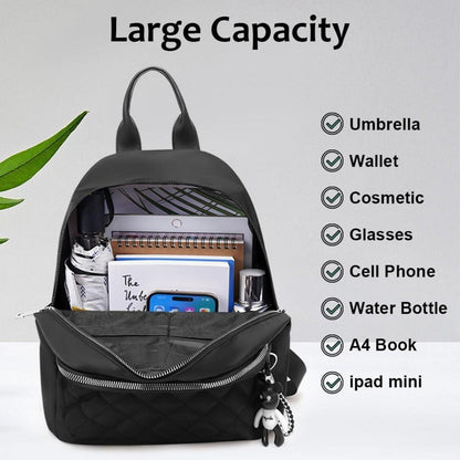 Damen Rucksack Klein Wasserdicht Nylon Reiserucksack Schwarz