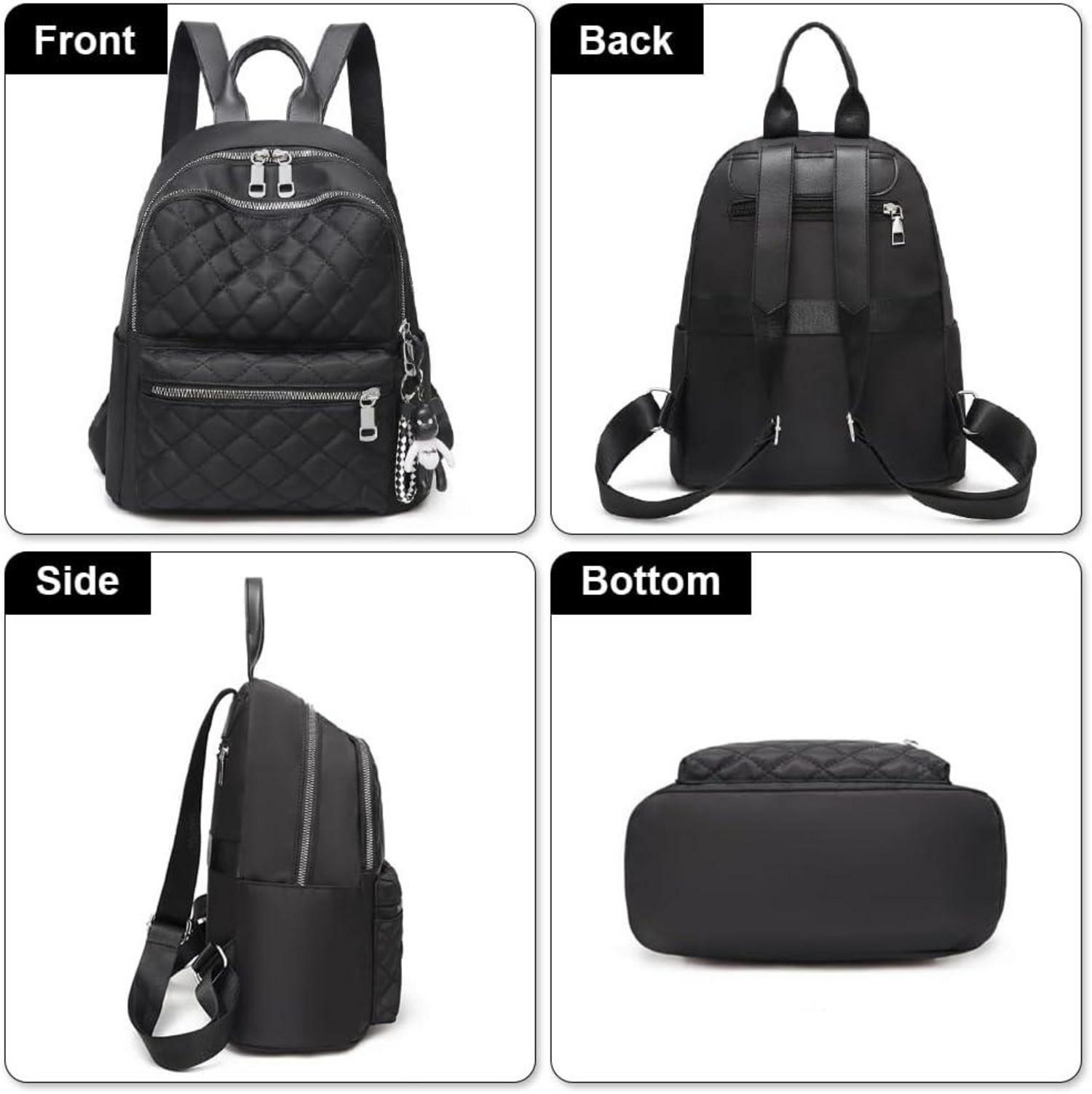 Damen Klein Rucksack Wasserdicht Nylon Daypack Reiserucksack Schwarz