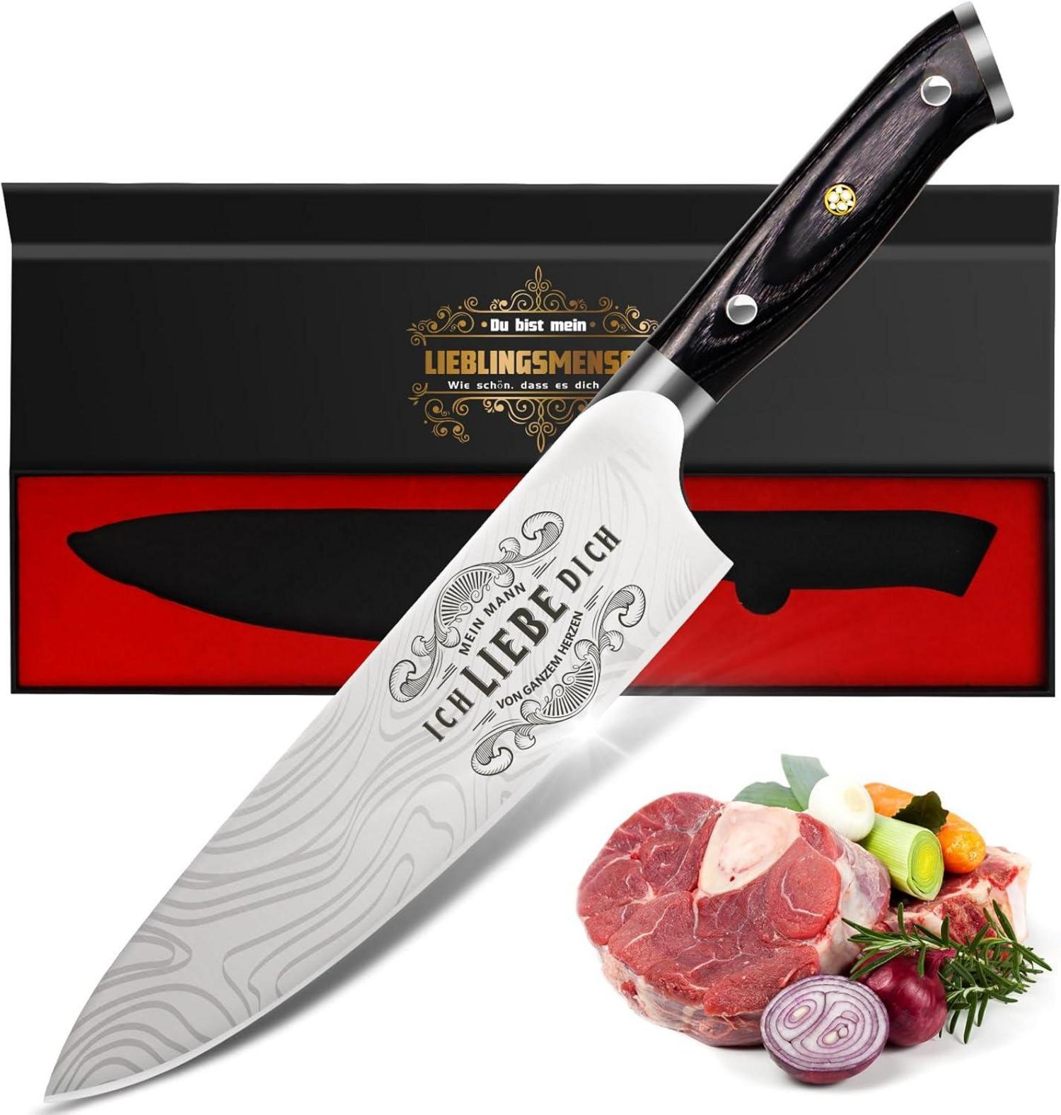 Graviertes Küchenmesser Weihnachtsgeschenk Männer Kochmesser Jahrestag