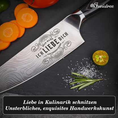 Graviertes Küchenmesser Weihnachtsgeschenke für Männer, Fleischmesser Profi