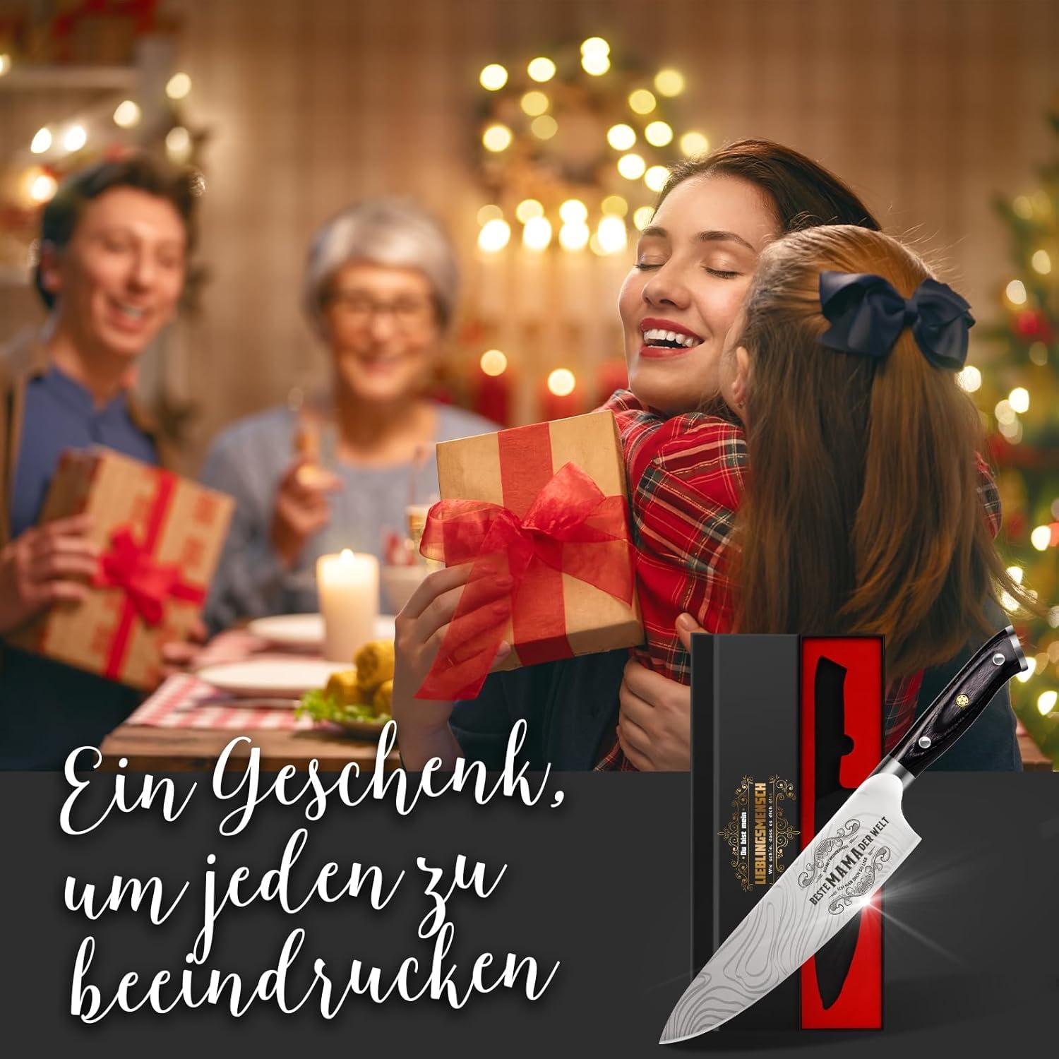 Damastmesser Küchenmesser Weihnachtsgeschenk Mama Damaststahl