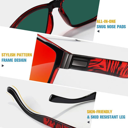 Polarisierte Sonnenbrille Herren Damen UV400 Schutz Rot Verspiegelt