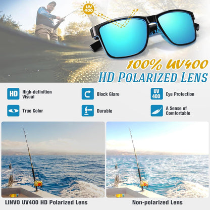 LINVO Polarisiert Verspiegelt Sonnenbrille UV400 Schutz CAT 3_CE
