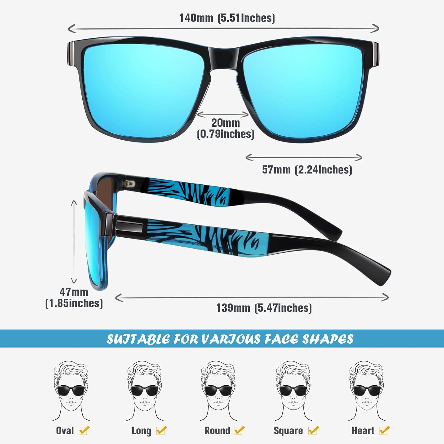 LINVO Polarisiert Sonnenbrille Herren Damen Modisch Fahren Angeln CAT 3 CE UV400