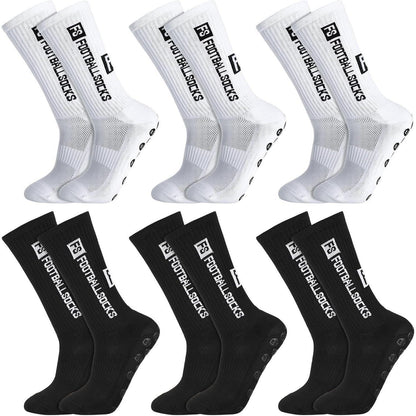Fußballsocken Herren Damen 6 Paar Anti-Rutsch Gr. 39-46 Weiß/Schwarz