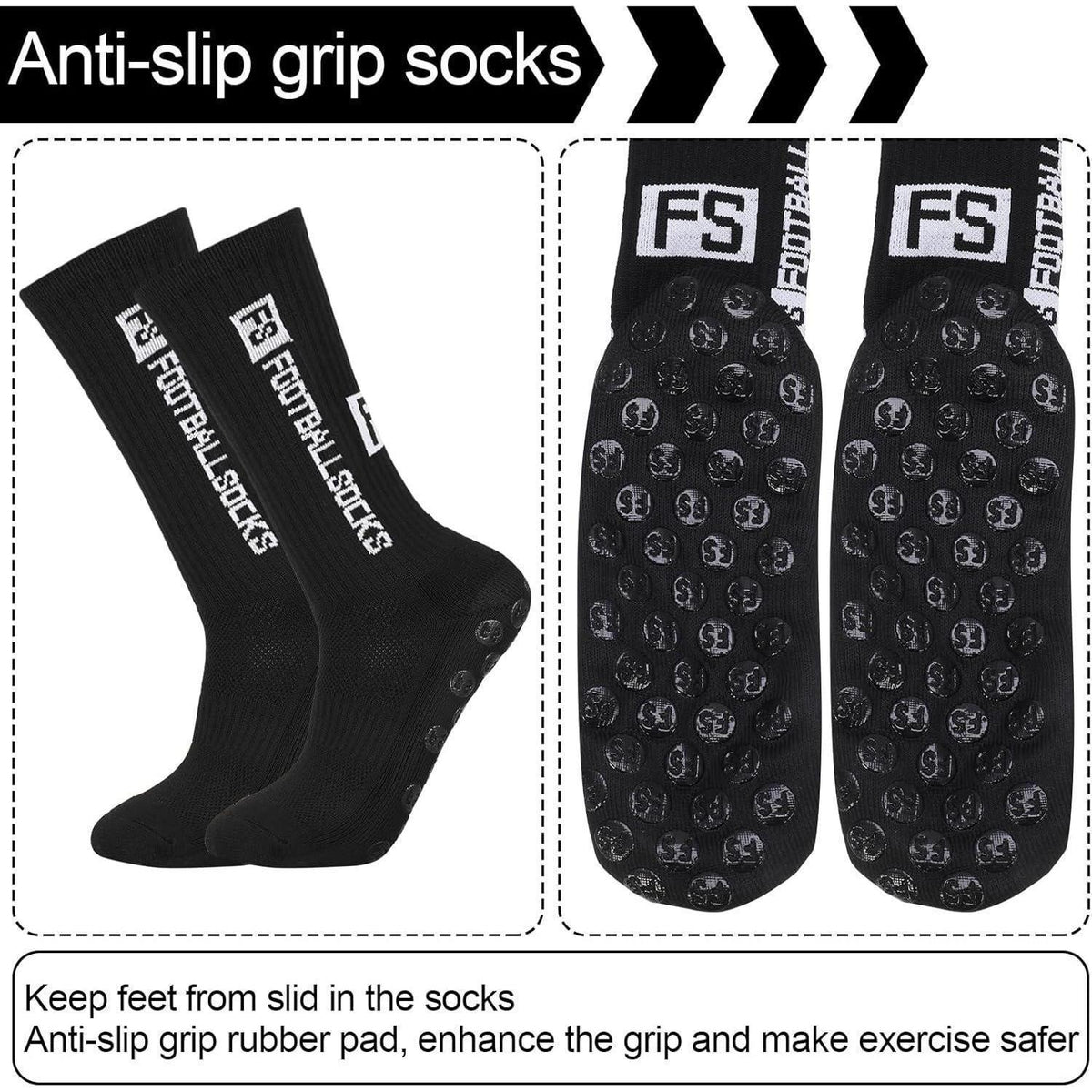 Fußballsocken Herren Damen 6 Paar Anti-Rutsch Gr. 39-46 Weiß/Schwarz