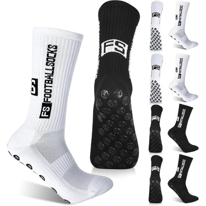 Fußballsocken Herren Damen 6 Paar Anti-Rutsch Gr. 39-46 Weiß/Schwarz