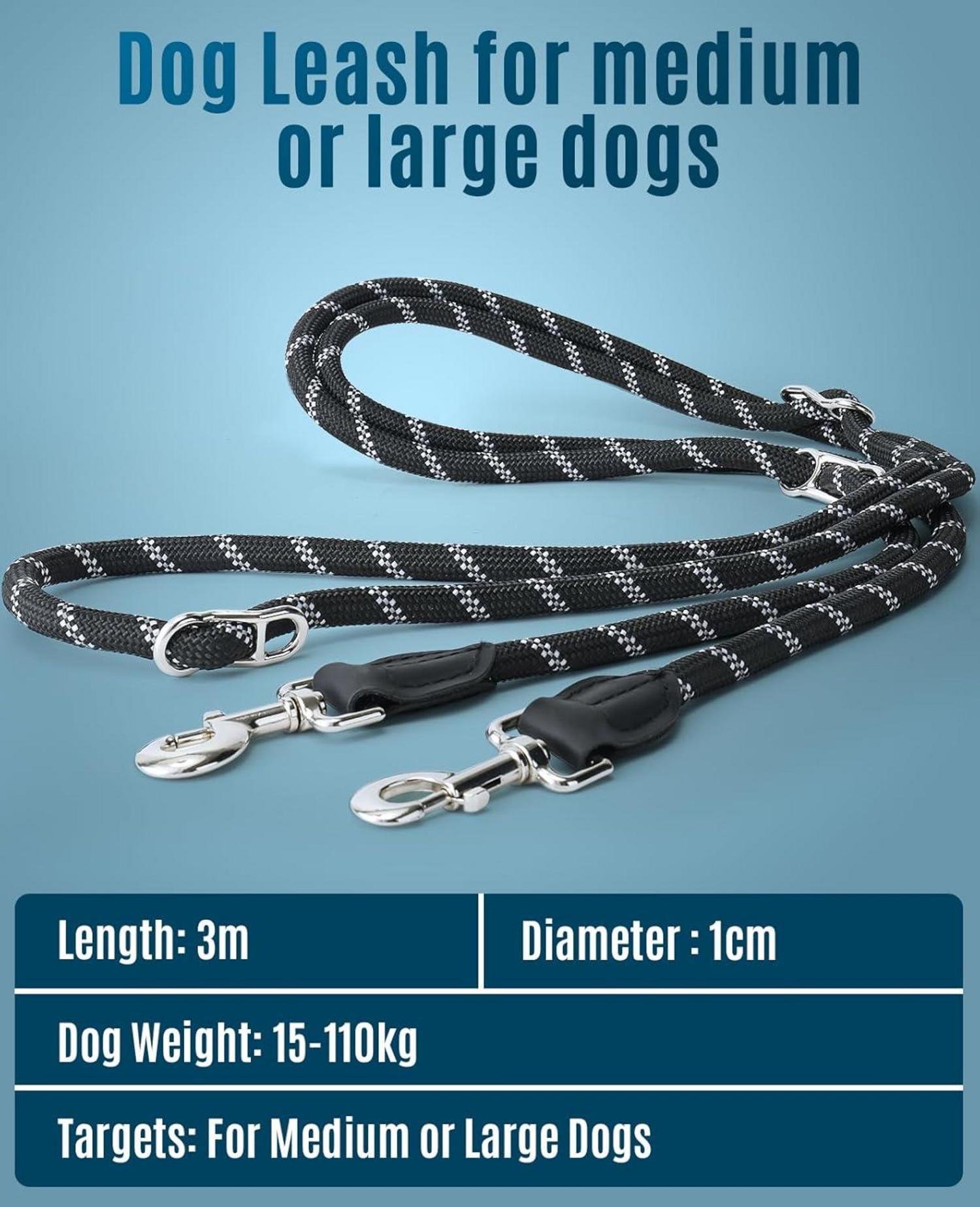 oneisall Hundeleine Nylon 3m Groß Mittel Hund Reflektierend Stark 200kg