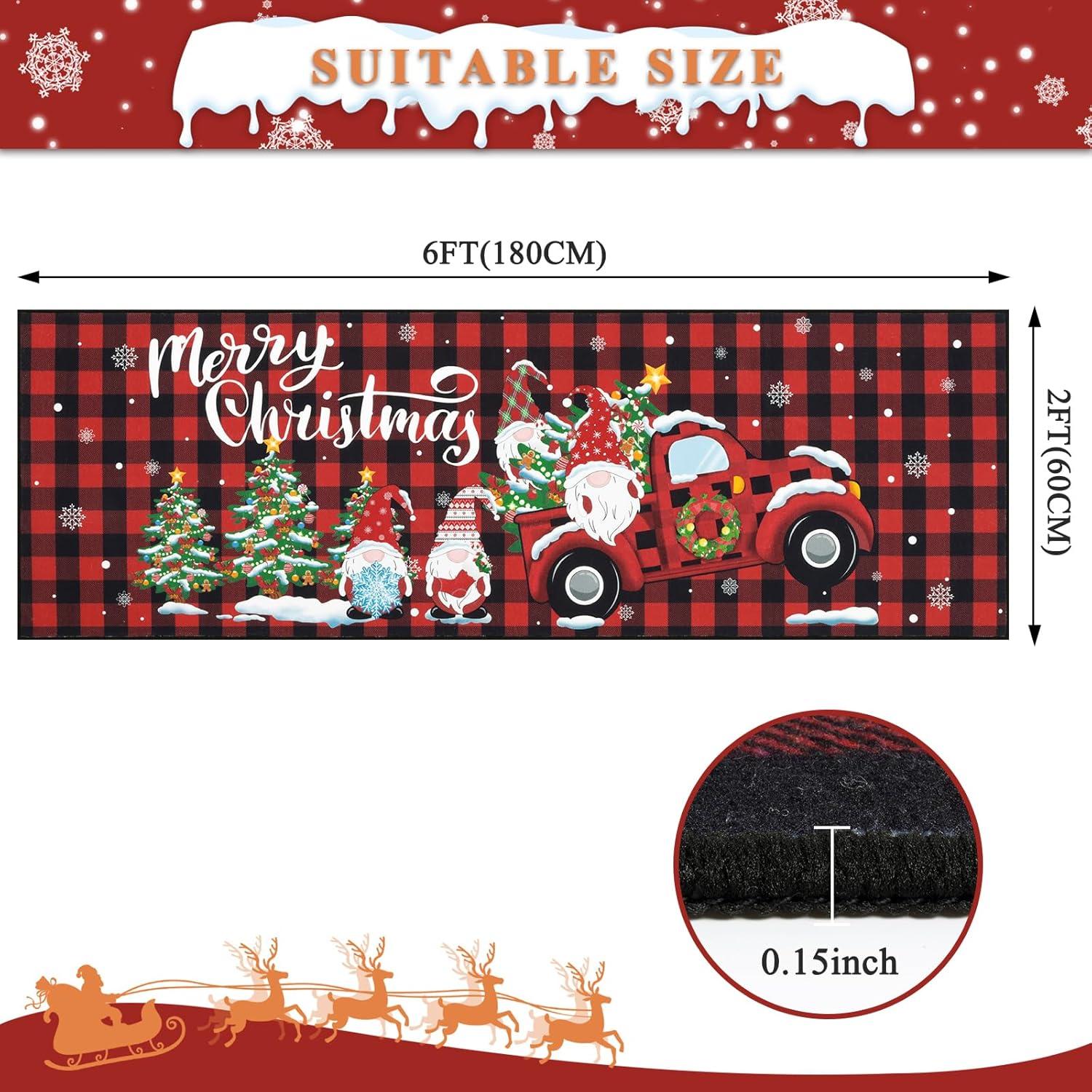 Weihnachtsläufer Teppich 60x180cm rutschfest rot Winter Fußmatte Eingang Flur Wohnzimmer Schlafzimmer