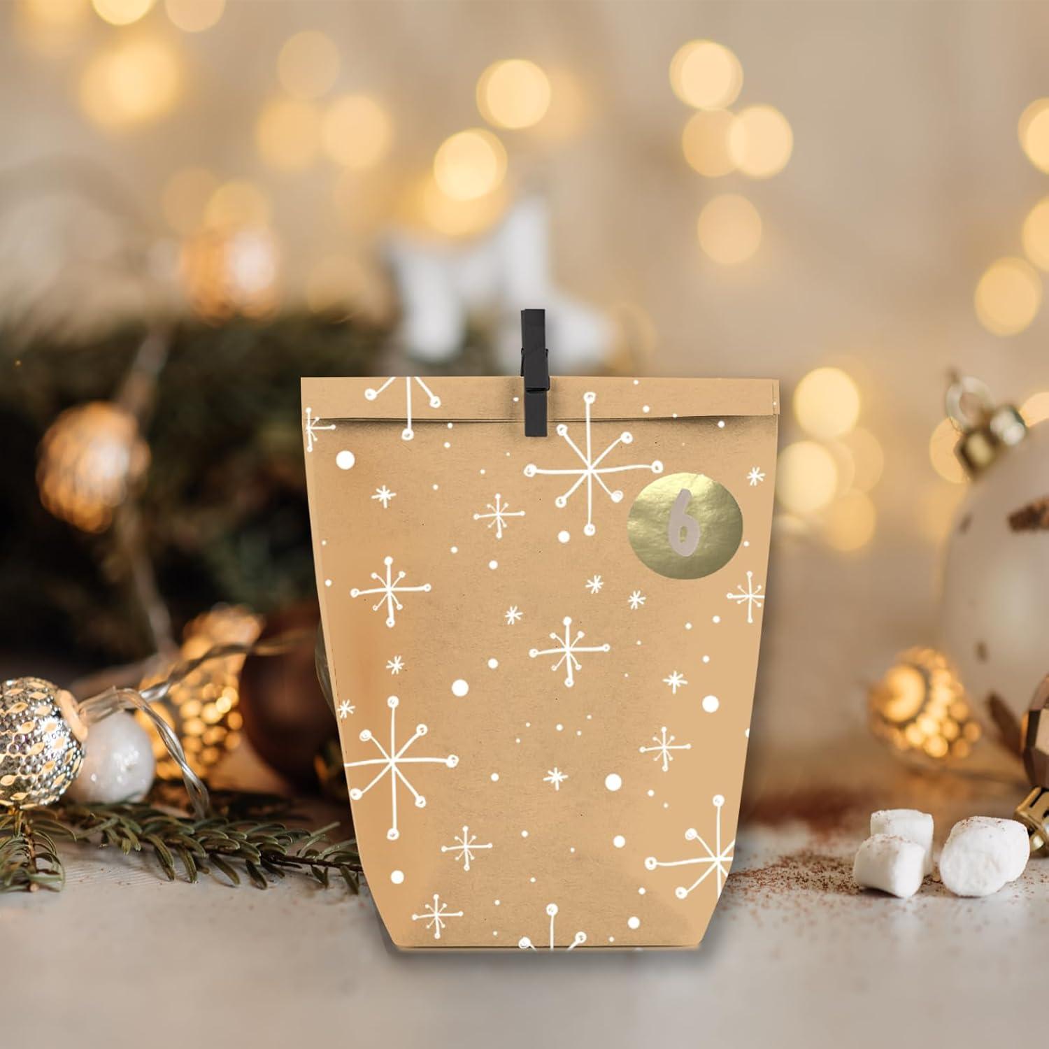 Adventskalender zum Befüllen 24 Weihnachtskalender Kraftpapiertüten