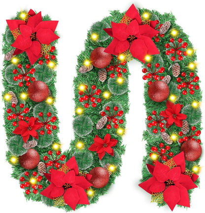 Weihnachtsgirlande 270cm mit Lichtern und Deko