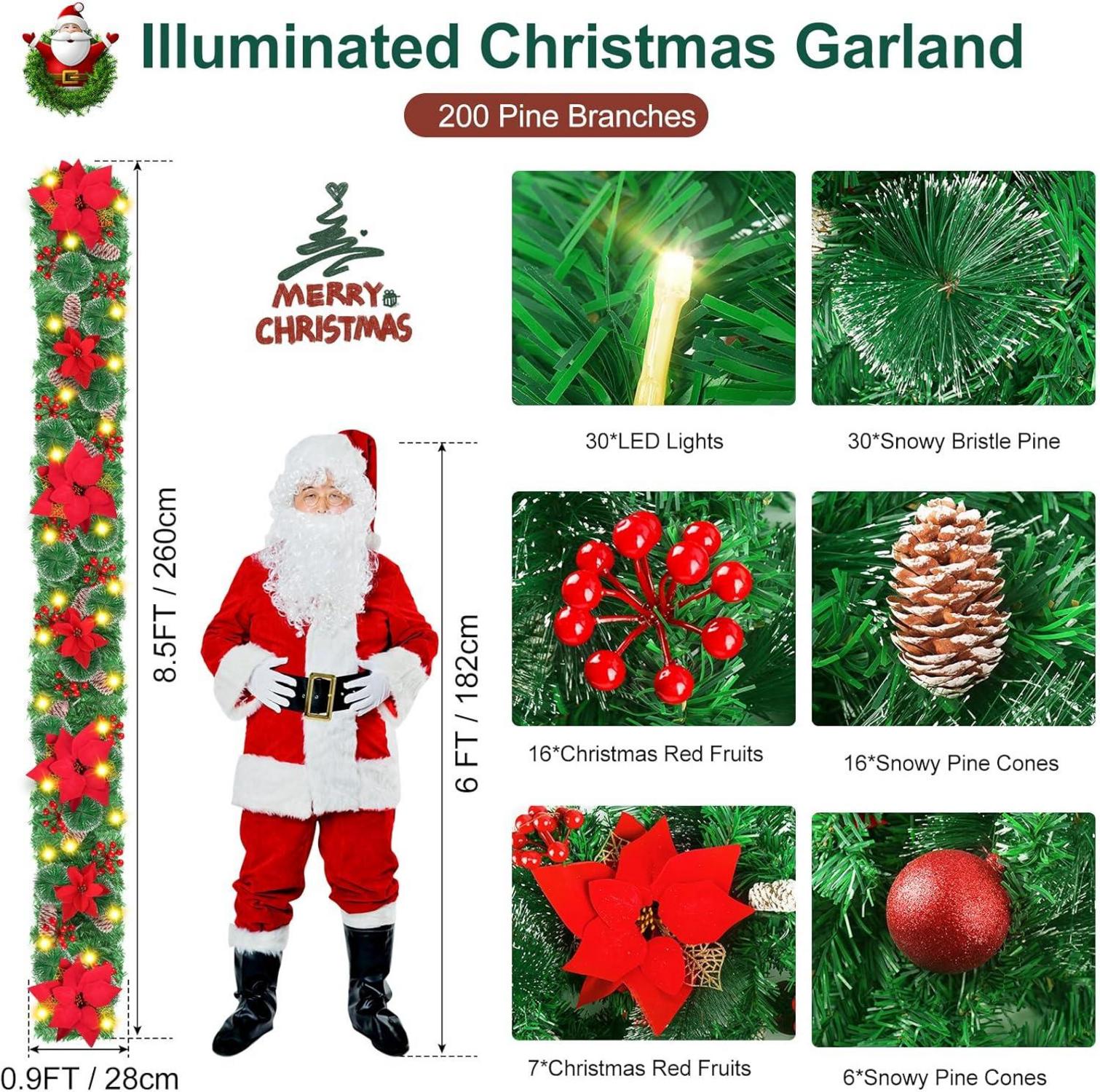 Weihnachtsgirlande 270cm LED Beleuchtung Weihnachten Deko