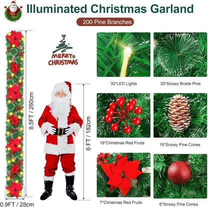 Weihnachtsgirlande 270cm LED Beleuchtung Weihnachten Deko