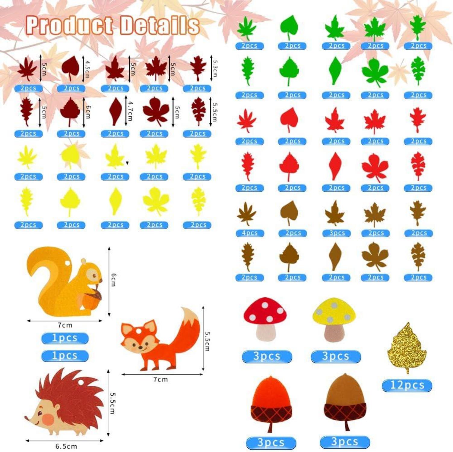 Herbst Bastelset für Kinder: Filzkranz DIY-Set 236-teilig