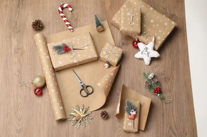 Weihnachten Geschenkpapier Stern 44cm x 15m recyclebar Kraftrolle