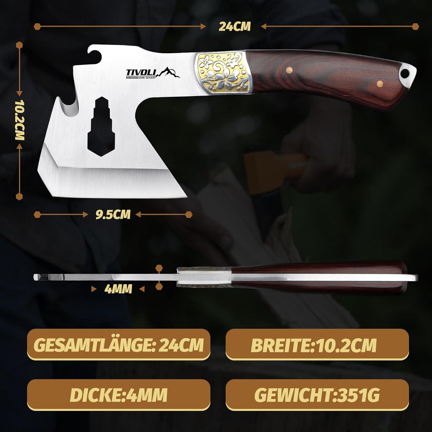 Outdoor Campingaxt Survival Axt mit Nylonscheide und Holzgriff