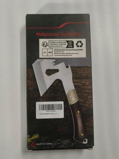 TIVOLI Campingaxt 4-in-1 Tragbare Axt mit Nylonscheide 24 cm Holzgriff Outdooraxt Bushcraft Wandern