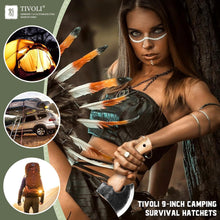 Camping Axt mit ergonomischem Holzgriff 27cm Handgeschmiedet