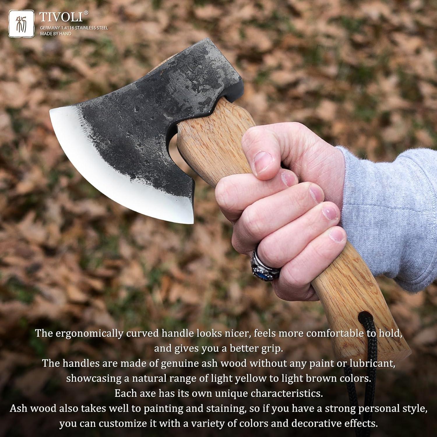 Beil Axt 27cm Camping Handgeschmiedet Holzgriff Survival Geschenke