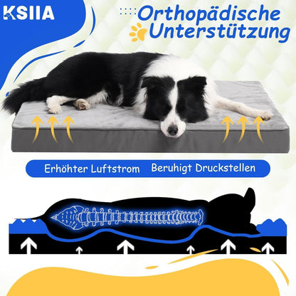 Orthopädisches Hundebett XXL Dunkelgrau Waschbar mit abnehmbarem Bezug
