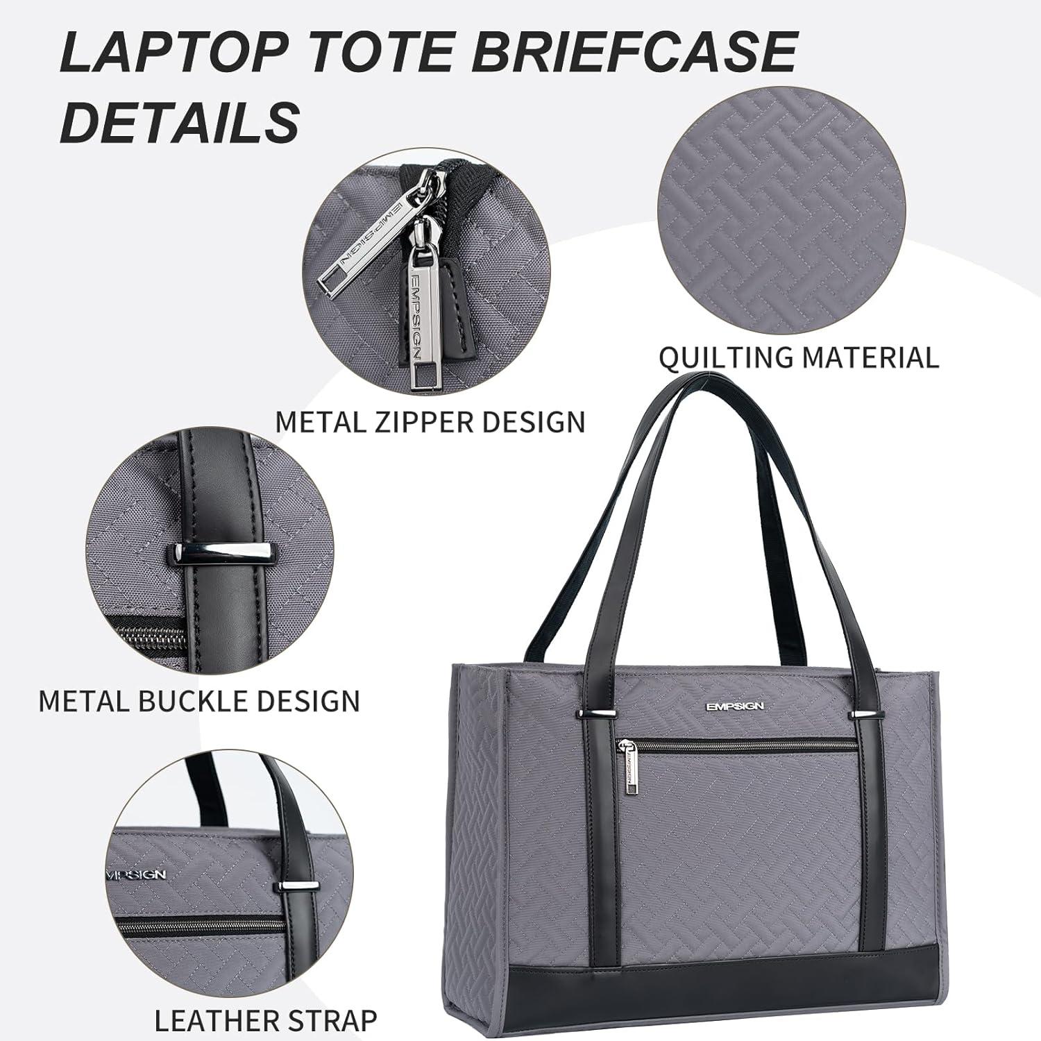 EMPSIGN Laptop Handtasche Damen 15,6 Zoll Grau Aluminium LED-Deckenspot