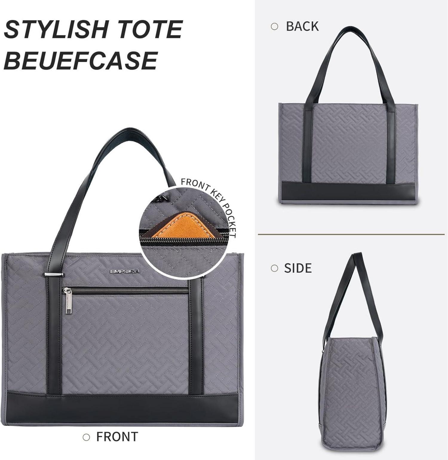 15,6 Zoll Laptop Handtasche Damen Grau Aktentasche Leicht Tote Bag