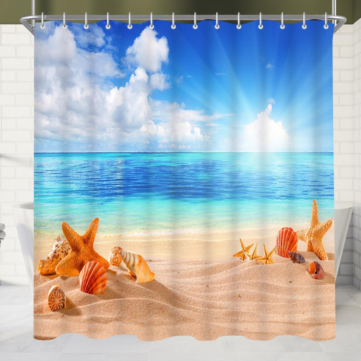 Duschvorhang Sea Blue 120x180cm beschwert wasserabweisend waschbar