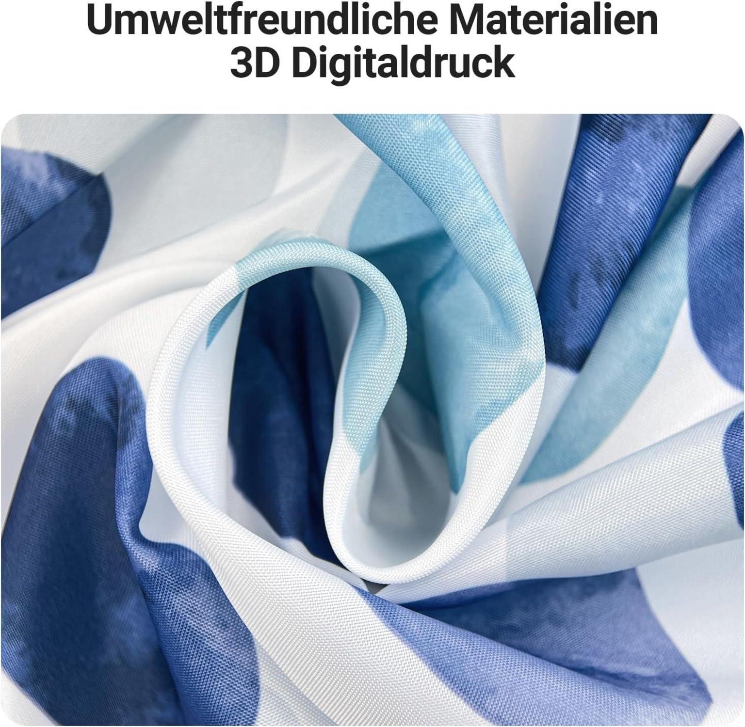 Duschvorhang Blaue Blütenblätter 260x200cm Wasserabweisend mit Beschwerter Saum
