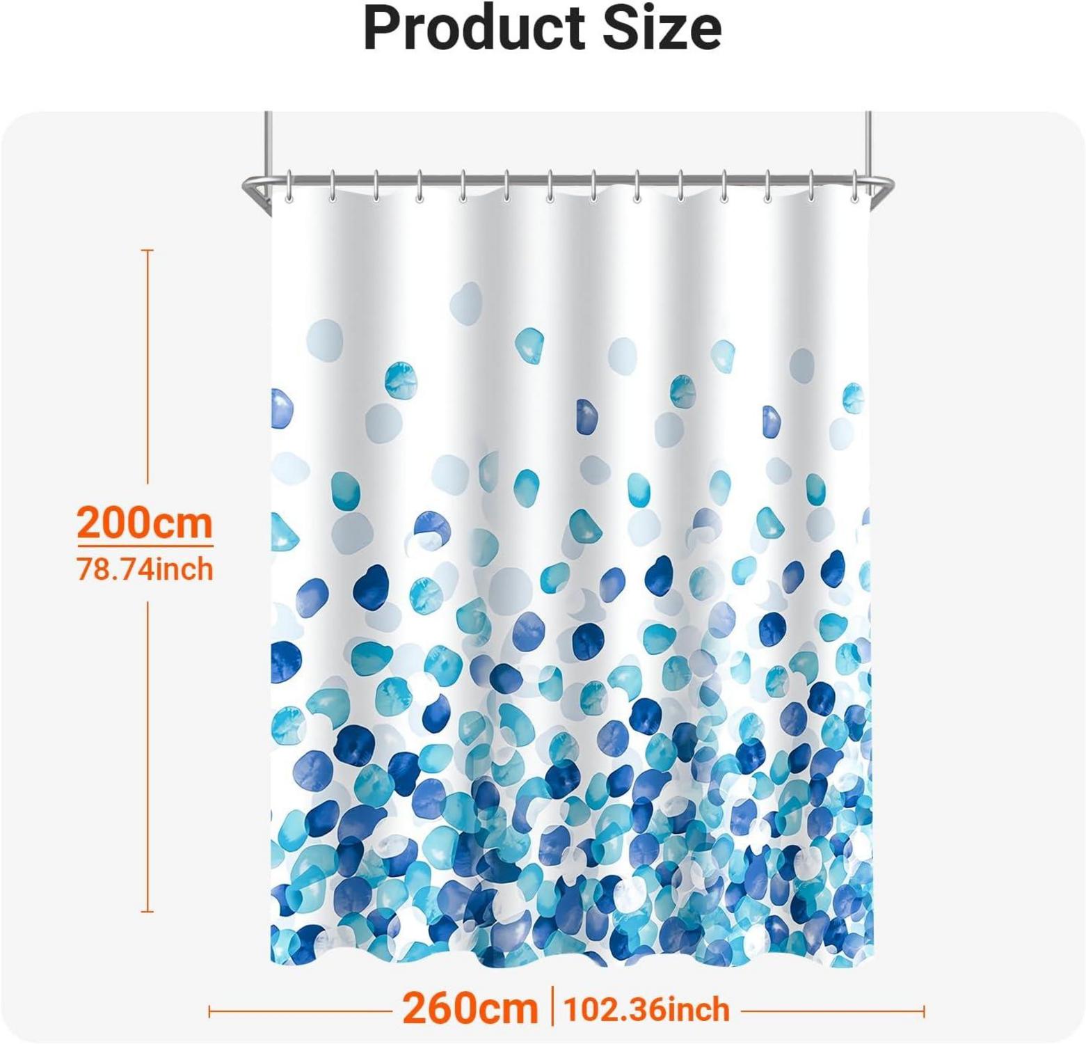 Duschvorhang Blaue Blütenblätter 260x200cm Antischimmel Textil 14 Ösen