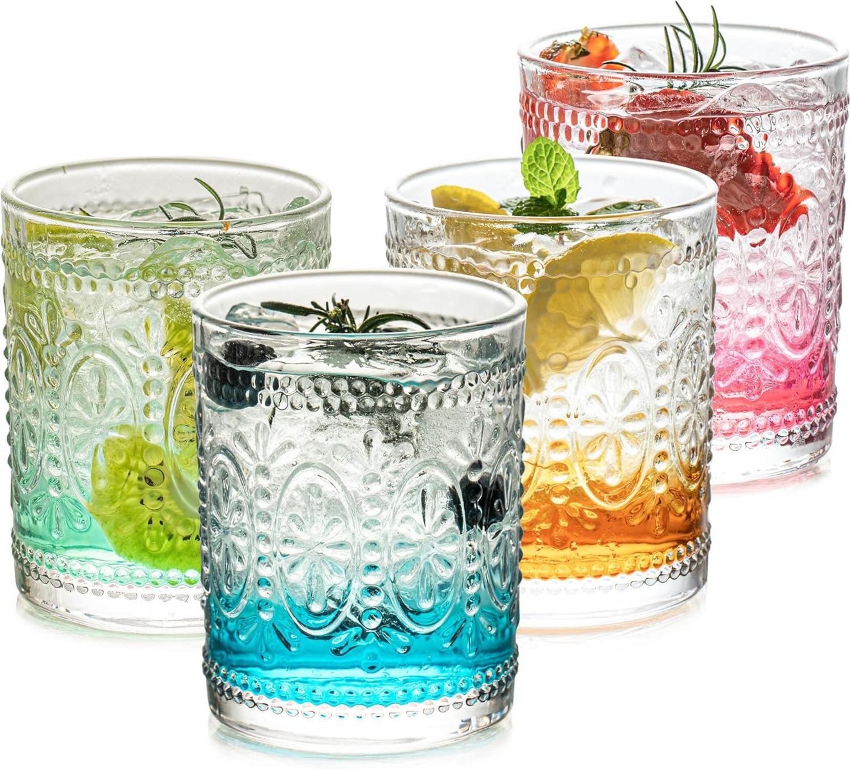 Whisky Gläser Set 4er 325ml Facetten-Schliff Geschenke Cocktails Gin