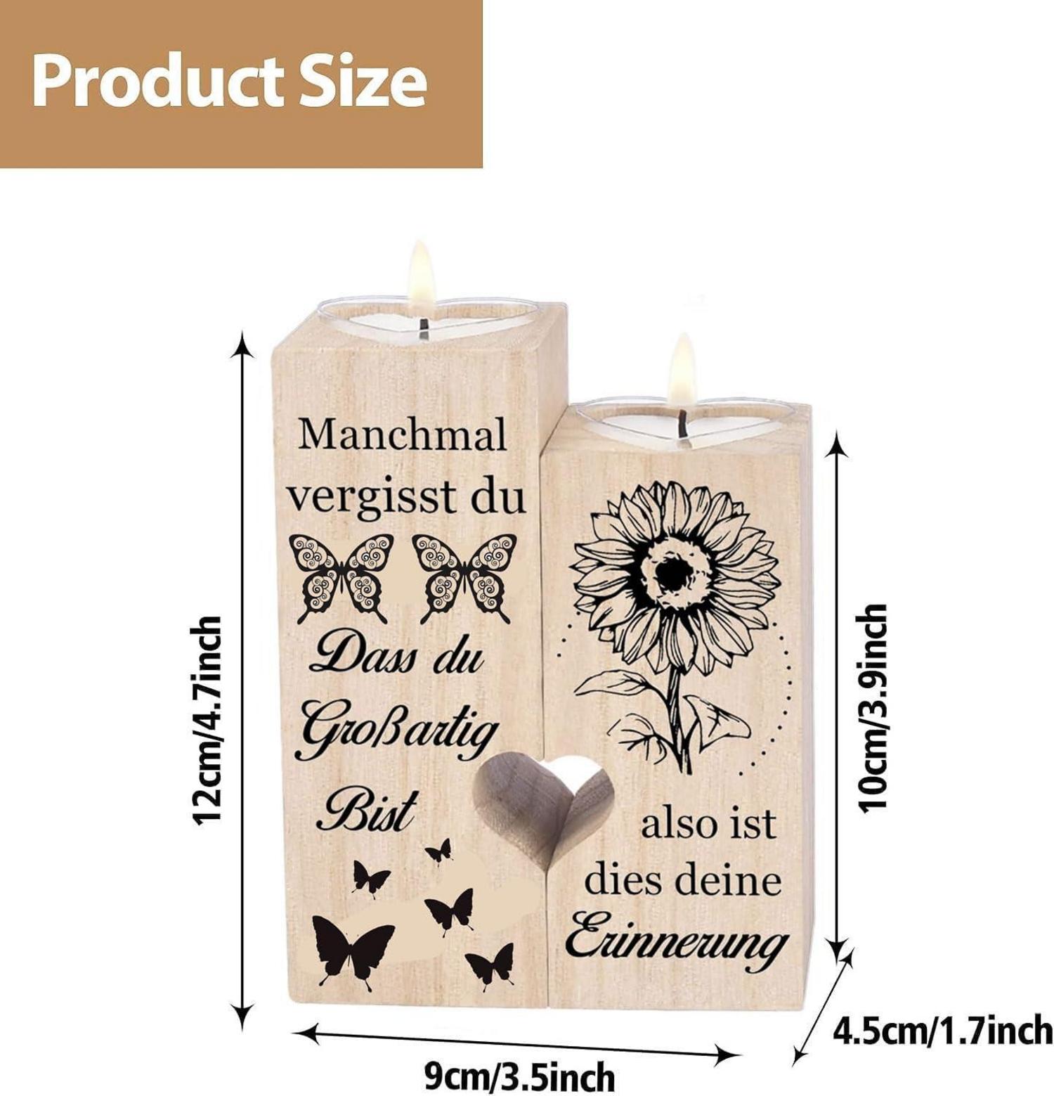 Herzförmiger Kerzenhalter Set für Frauen - Personalisiertes