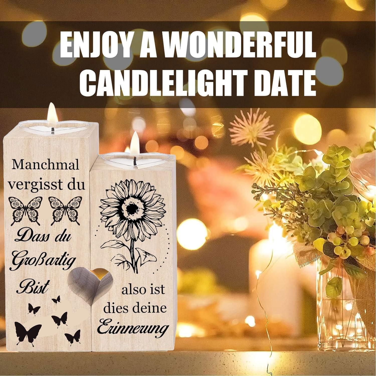 Herz Kerzenhalter Set Holz Geschenke Frauen Freundin Vintage