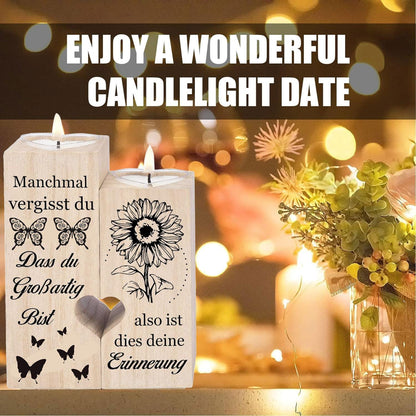 Herz Kerzenhalter Set Holz Geschenke Frauen Freundin Vintage