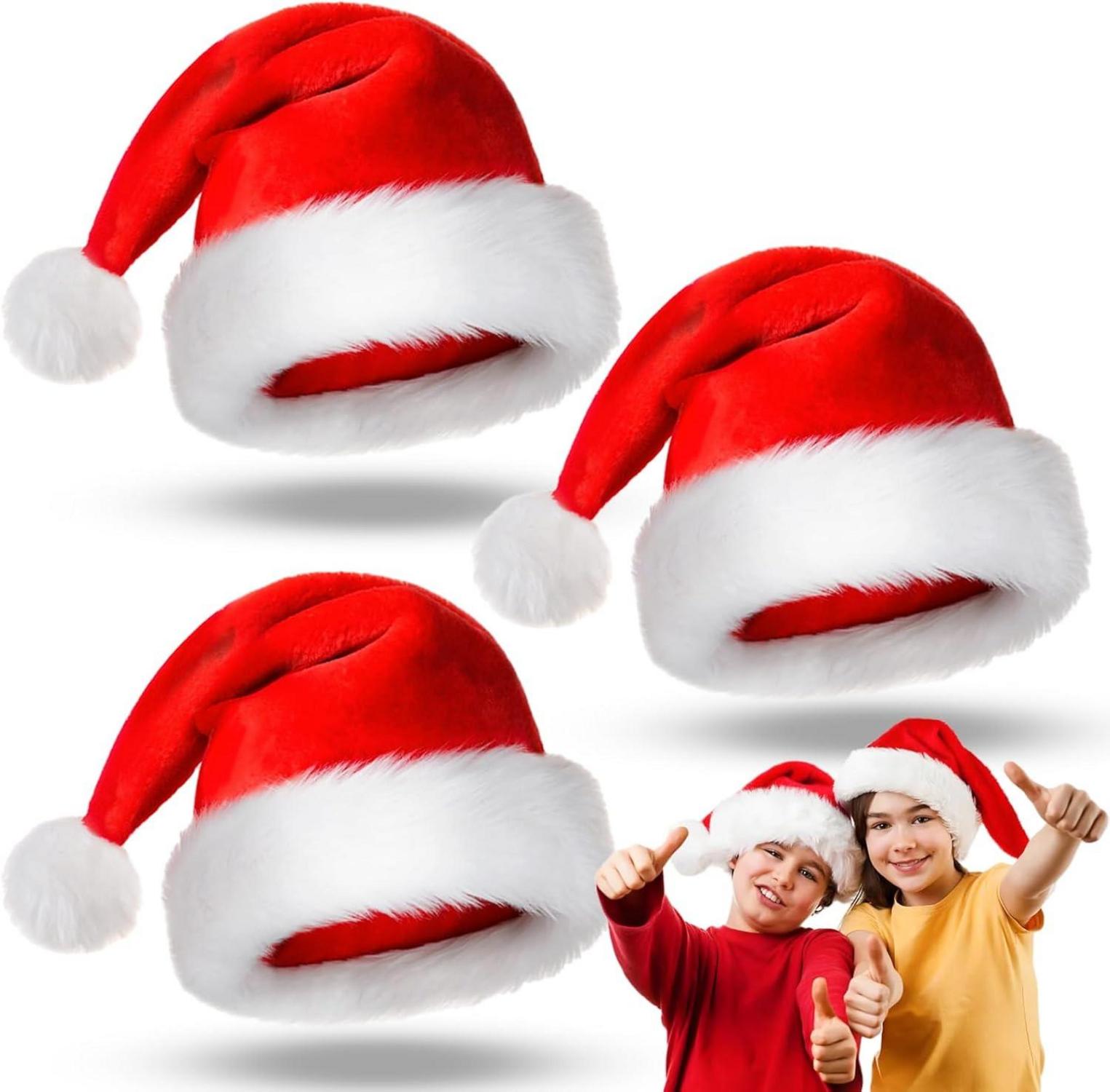 Kinder Weihnachtsmützen Set Santa Nikolausmütze 3er-Pack