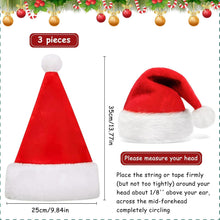 Kinder Weihnachtsmütze 3er-Pack Plüschig Nikolausmütze Rot