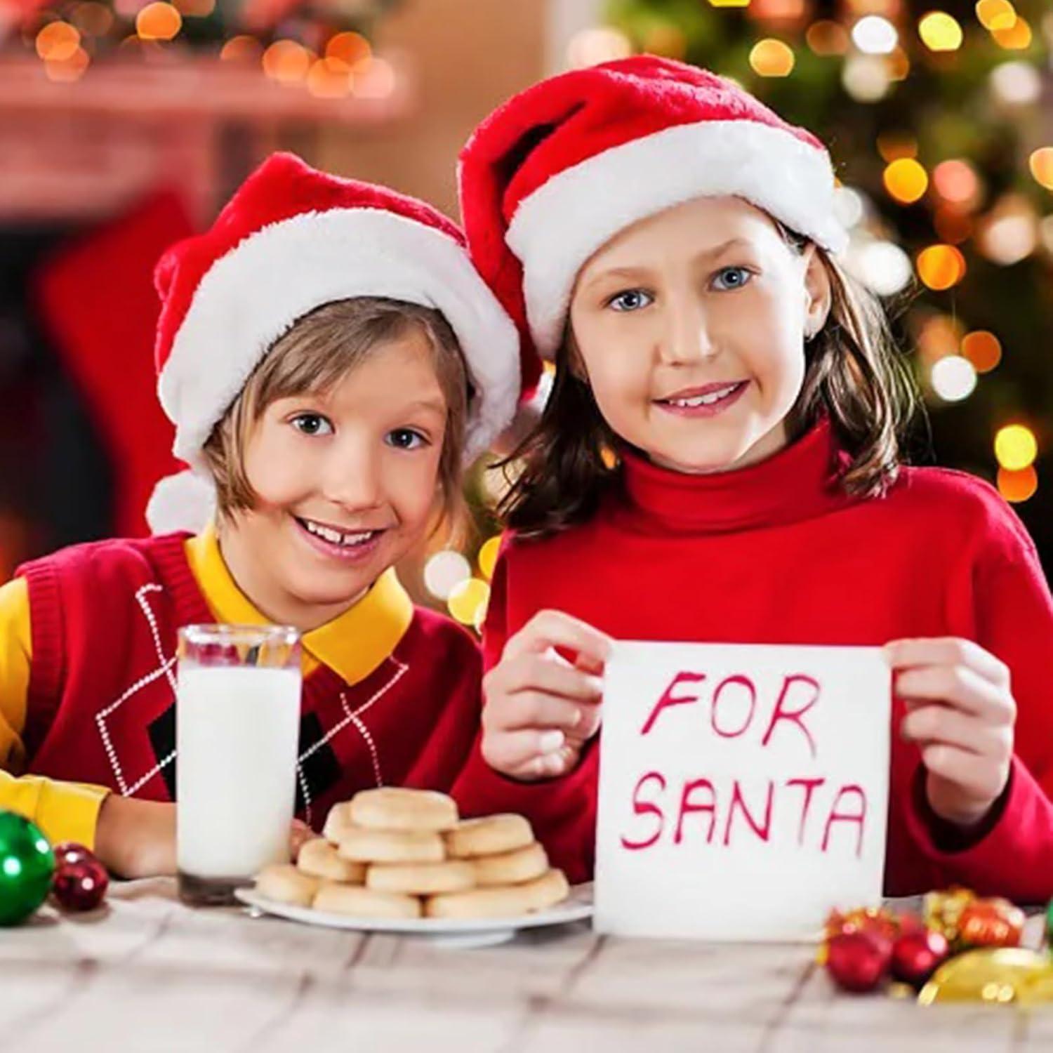 Weihnachtsmütze 3er-Pack Kinder Santa Nikolausmütze Rot Plüsch Warm Wiederverwendbar