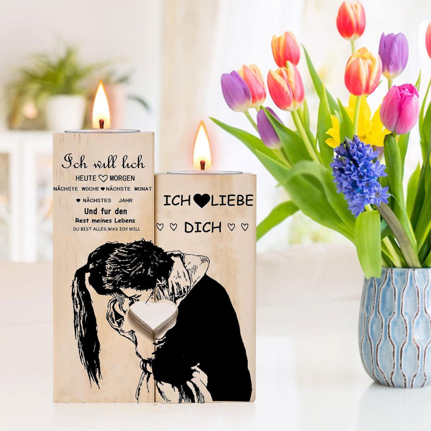 Mr. And Mrs. Kerzenständer Herzform Holz Hochzeit Geschenk