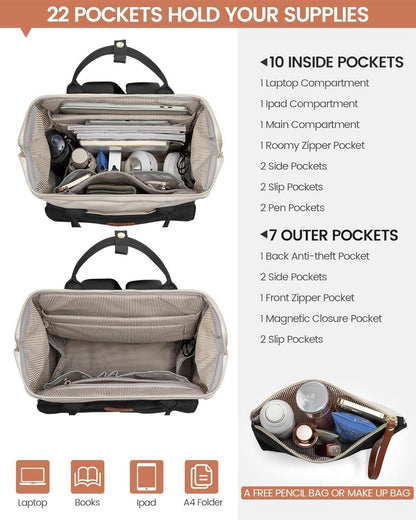 LOVEVOOK Laptop Rucksack Damen 17.3 Zoll Wasserdicht Groß Backpack Modern Tagesrucksack Uni Travel