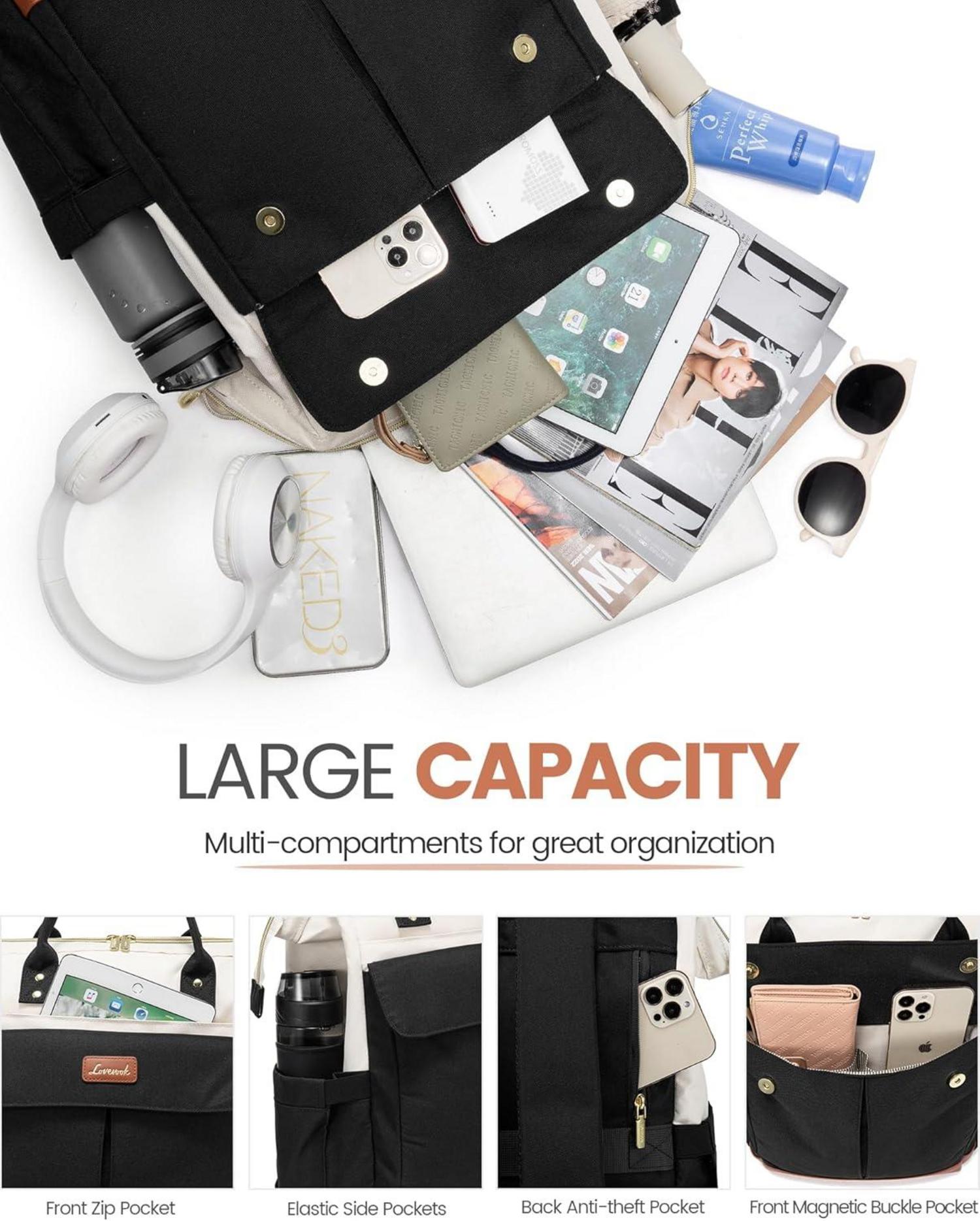 Laptop Rucksack Damen Groß 17.3 Zoll Elegant Wasserdicht Modern Backpack