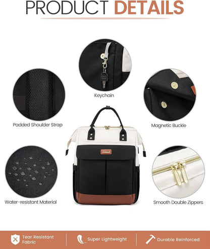 Laptop Rucksack Damen Groß 17.3 Zoll Schulrucksack Mädchen Elegant