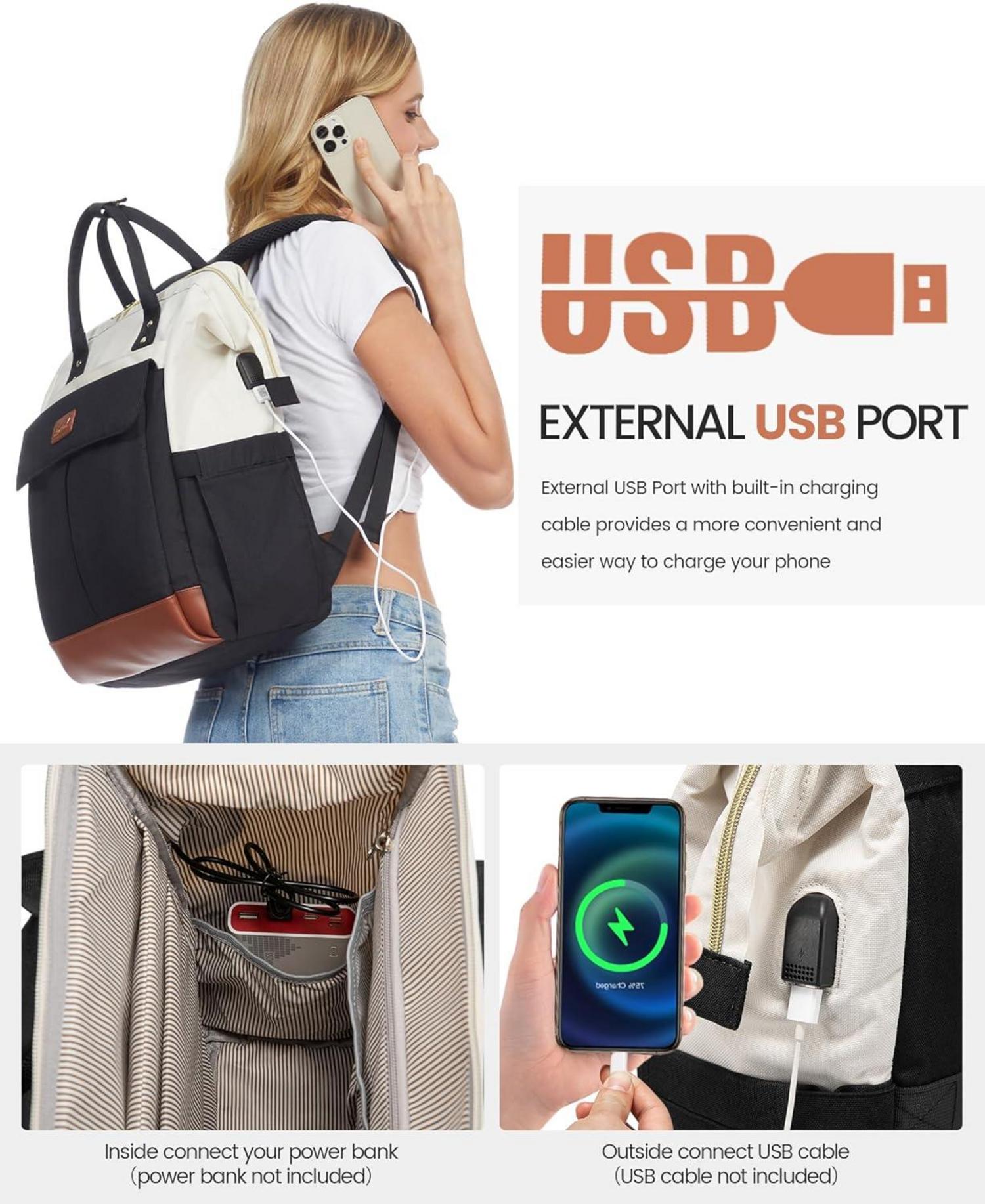 Laptop Rucksack Damen Groß 17.3 Zoll Elegant Wasserdicht Modern Backpack