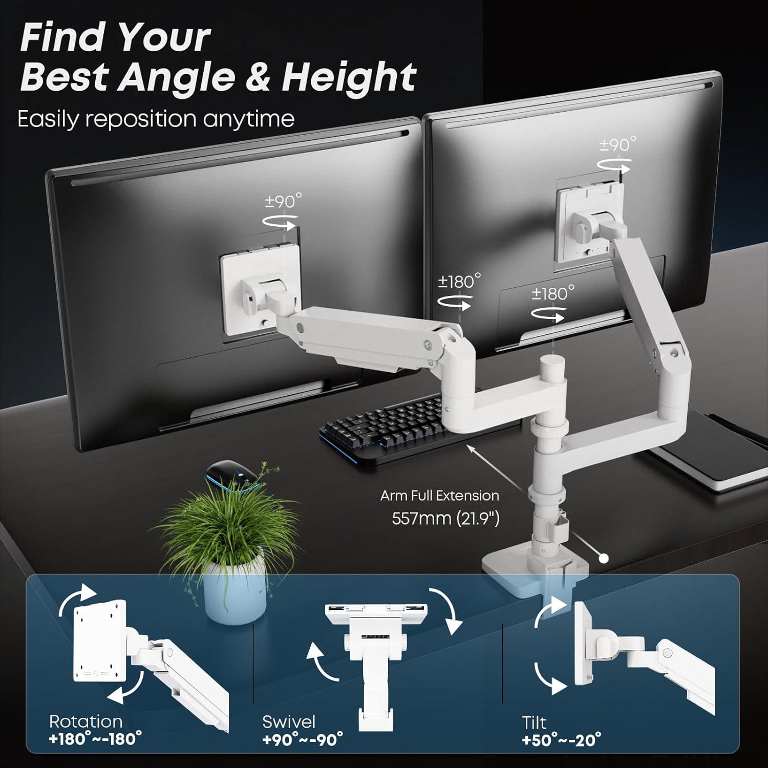 Monitor Halterung für 17-49 Zoll Bildschirme Gasfeder Dual Arm