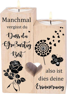 Romantischer Herz Kerzenständer Set Holz Teelichthalter