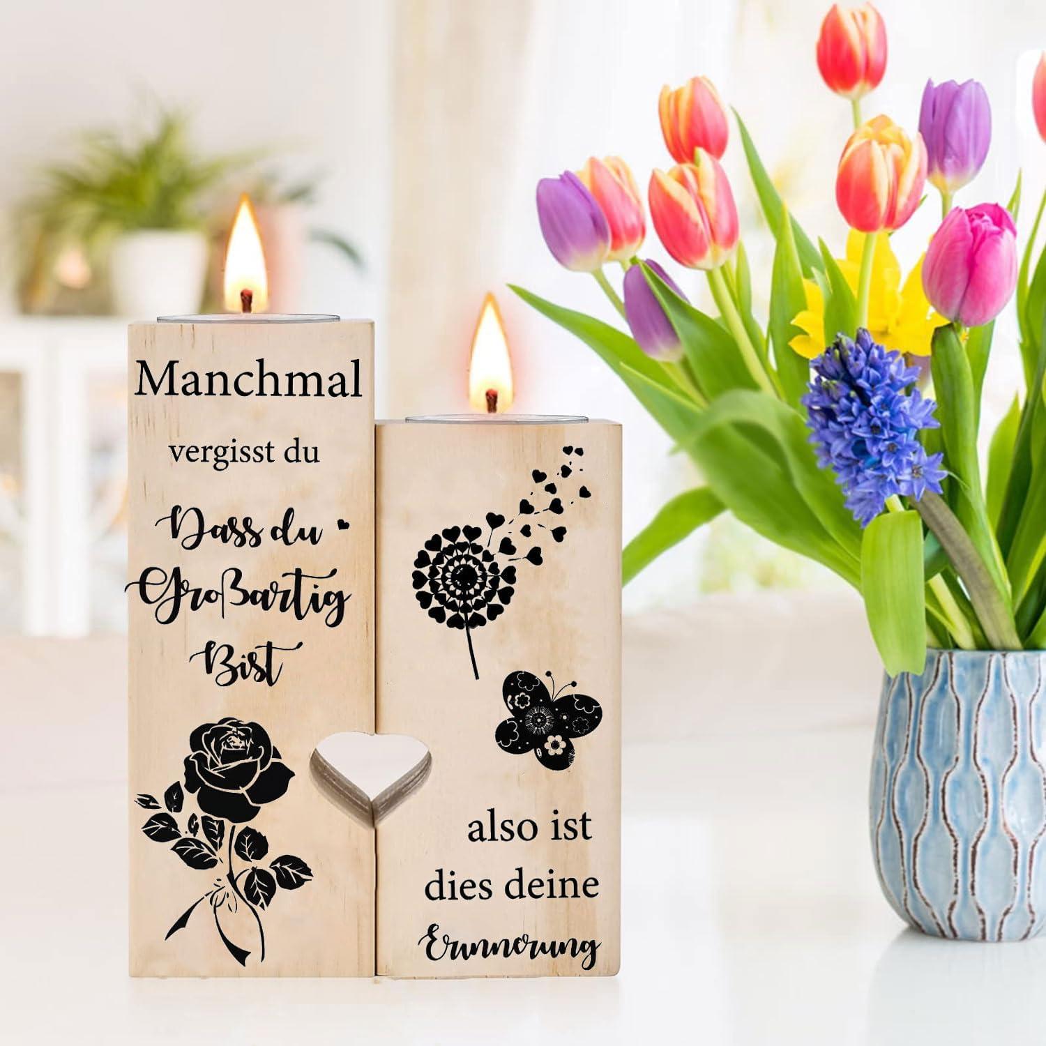 Kerzenständer Herzform Holz Vintage Geschenk