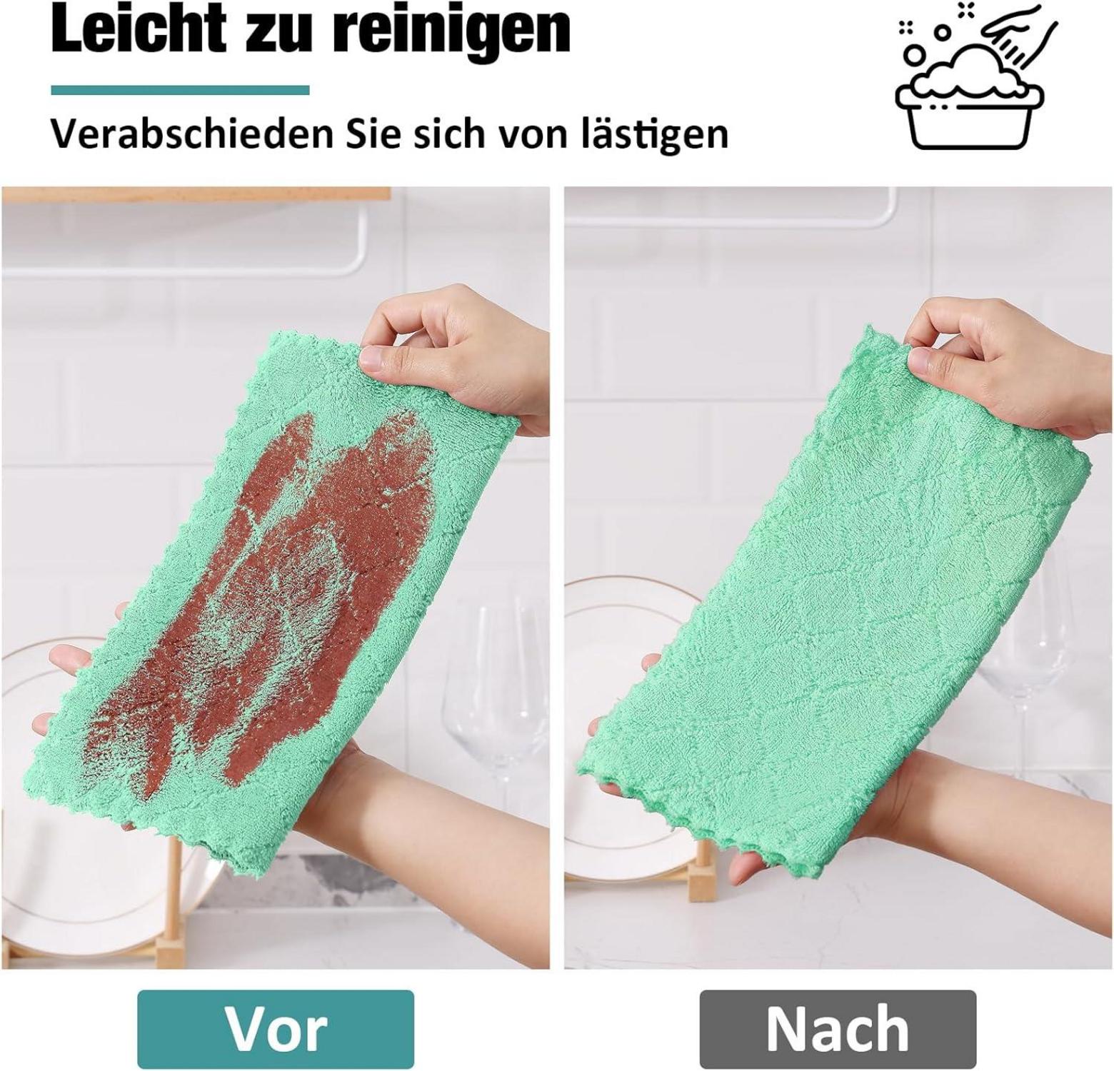 12er Pack Mikrofaser Reinigungstücher 25x25cm Grün Fusselfrei waschbar