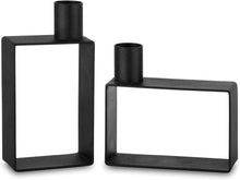 Kerzenständer Schwarz 2er Set Geometrische Kerzenhalter Metall